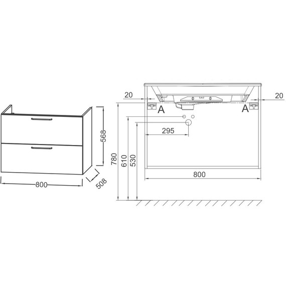 Тумба подвесная с раковиной Jacob Delafon Odeon Rive Gauche 80 см EB2522-R5-E52, дуб табак - 6 Тумба подвесная с раковиной Jacob Delafon Odeon Rive Gauche 80 см EB2522-R5-E52, дуб табак фото 6