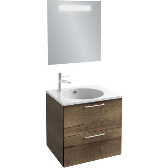 Тумба подвесная с раковиной Jacob Delafon Odeon Rive Gauche 60 см EB2520-R5-E52, дуб табак фото 4