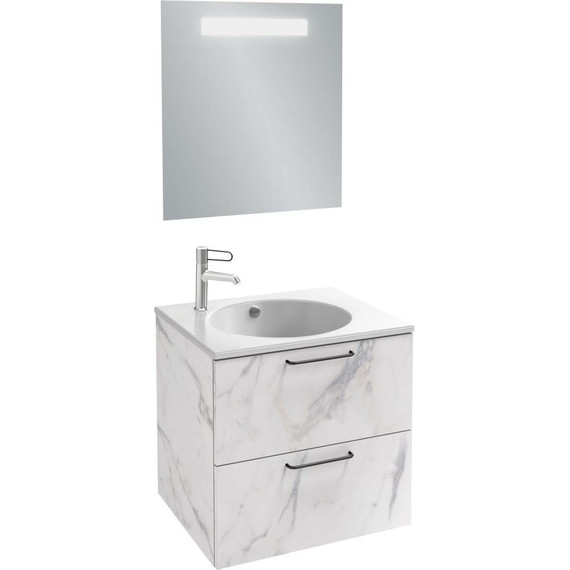 Тумба подвесная с раковиной Jacob Delafon Odeon Rive Gauche 60 см EB2520-R9-NR4, белый мрамор фото 4