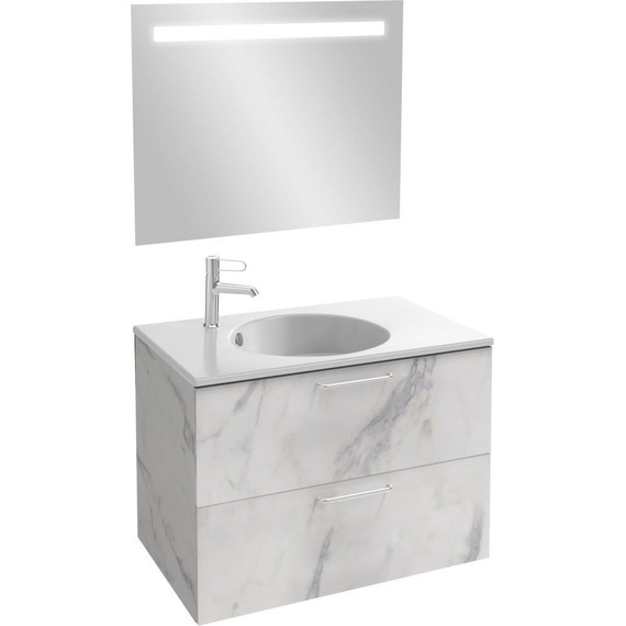 Тумба подвесная с раковиной Jacob Delafon Odeon Rive Gauche 80 см EB2522-R5-NR4, белый мрамор фото 4