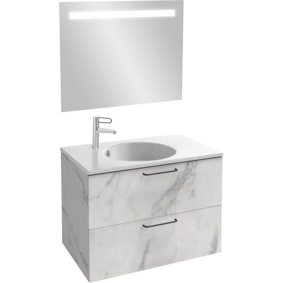 Тумба подвесная с раковиной Jacob Delafon Odeon Rive Gauche 80 см EB2522-R9-NR4, белый мрамор фото 4