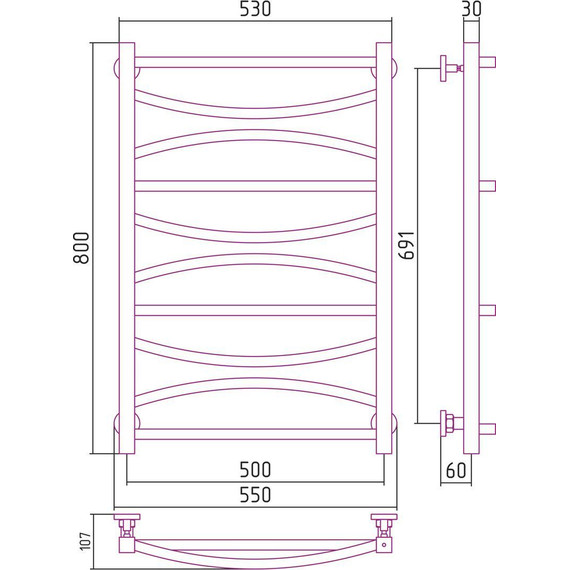 Полотенцесушитель водяной Сунержа Ажур П10 800х500 мм 00-0255-8050 фото 6