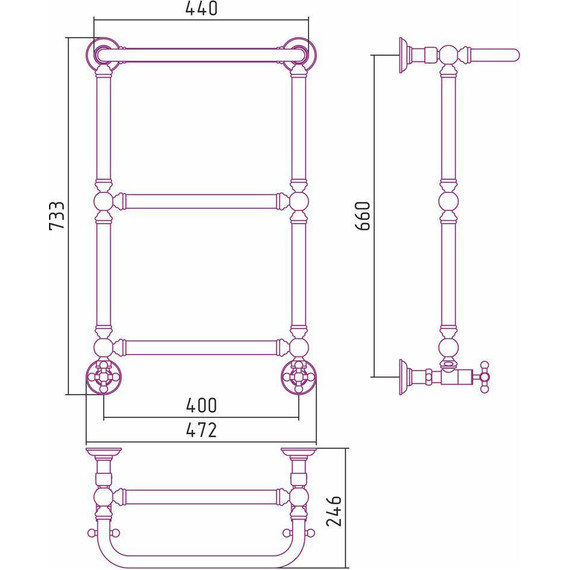 Полотенцесушитель водяной Сунержа Ренессанс 1386 с полкой П3 650х400 мм 00-0281-6640 фото 7