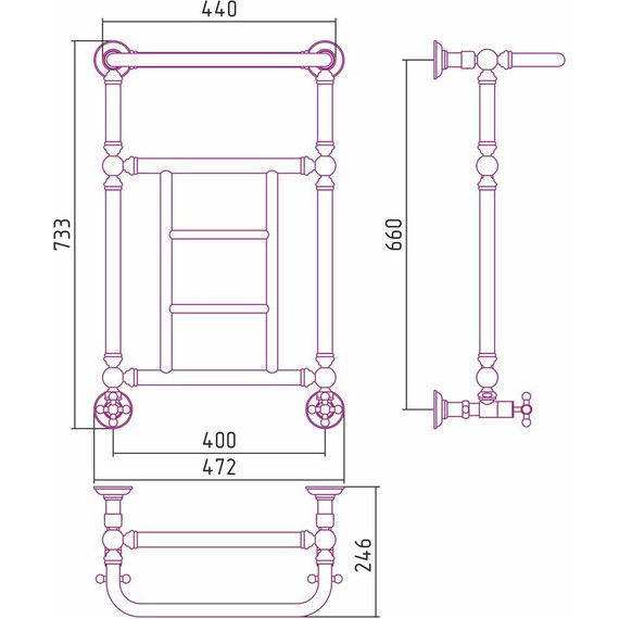 Полотенцесушитель водяной Сунержа Ренессанс 1452 с полкой П5 650х400 мм 00-0282-6640 фото 7