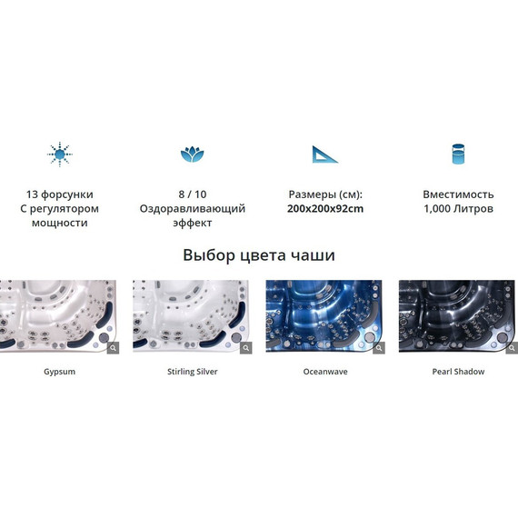 Спа бассейн Vortex Spas Cerium 200х200 см фото 16