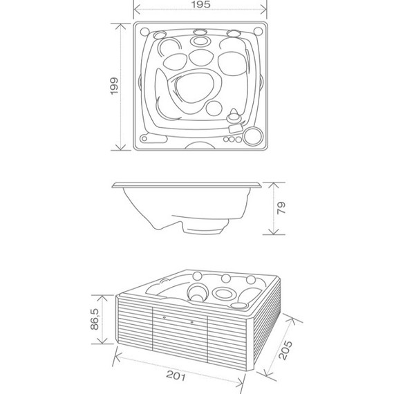 Спа бассейн USSPA Privat Spa Aston 205х201 см фото 6
