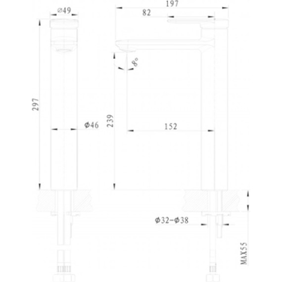 Смеситель для раковины высокий Bravat Eddie F1369402CP-A-RUS фото 2