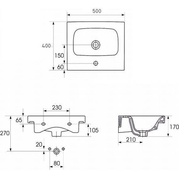 Раковина подвесная Cersanit Moduo 50 см UM-MOD50/1 фото 6