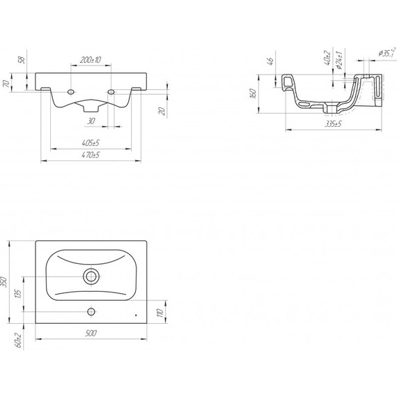 Раковина подвесная Cersanit Moduo Slim 50 см UM-MOD50SL/1 фото 6