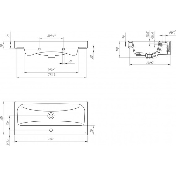 Раковина подвесная Cersanit Moduo Slim 80 см UM-MOD80SL/1 фото 4