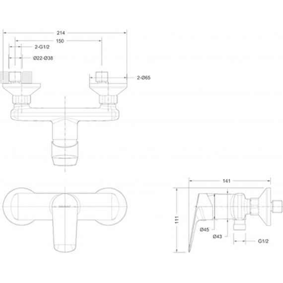 Смеситель для душа Bravat Rhein F9429564CP-01-ENG, Цвет производителя: хром фото 4