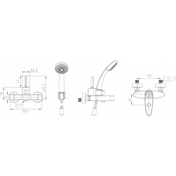 Смеситель для ванны Bravat Spring F679113C-B - 4 Смеситель для ванны Bravat Spring F679113C-B фото 4