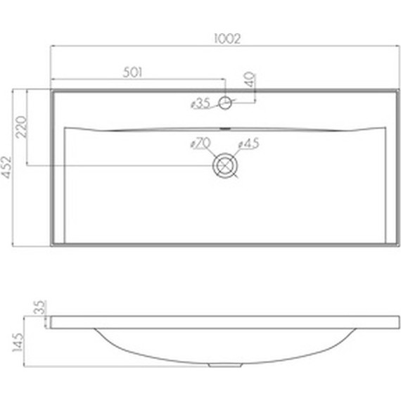Раковина врезная на столешницу Акватон Айрис 100 см 1A723031AG010 фото 4