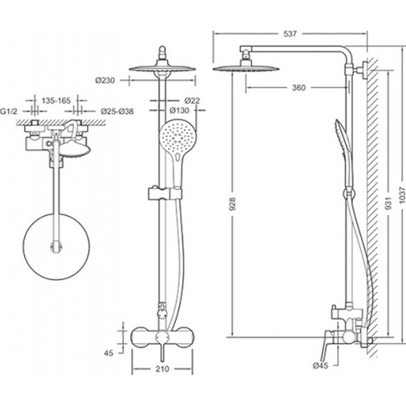 Душевая стойка Bravat Palace F9172217CP-A-RUS - 2 Душевая стойка Bravat Palace F9172217CP-A-RUS фото 2