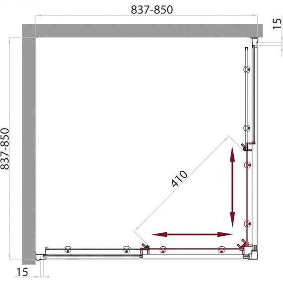 Душевое ограждение BelBagno 85х85 см UNO-A-2-85-P-Cr, хром/текстурное фото 9