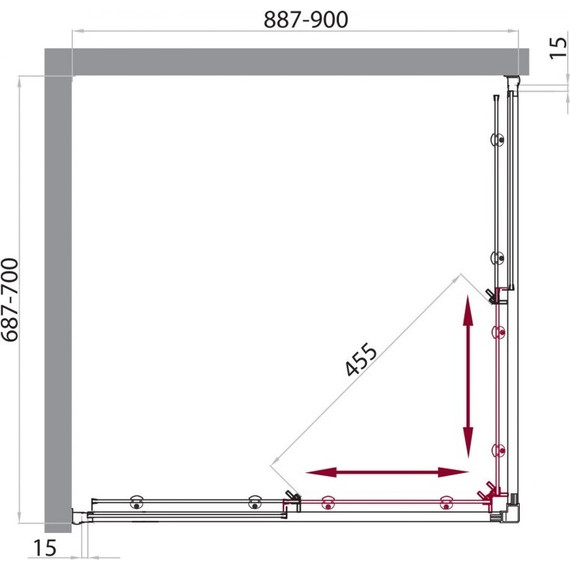 Душевое ограждение BelBagno 90х70 см UNO-AH-2-90/70-C-Cr, хром/прозрачное фото 2