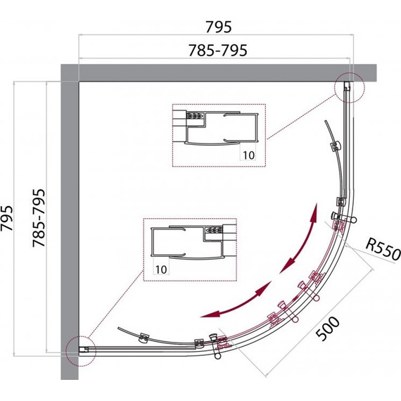 Душевое ограждение BelBagno 80х80 см UNO-195-R-2-80-C-Cr, хром/прозрачное - 2 Душевое ограждение BelBagno 80х80 см UNO-195-R-2-80-C-Cr, хром/прозрачное фото 2