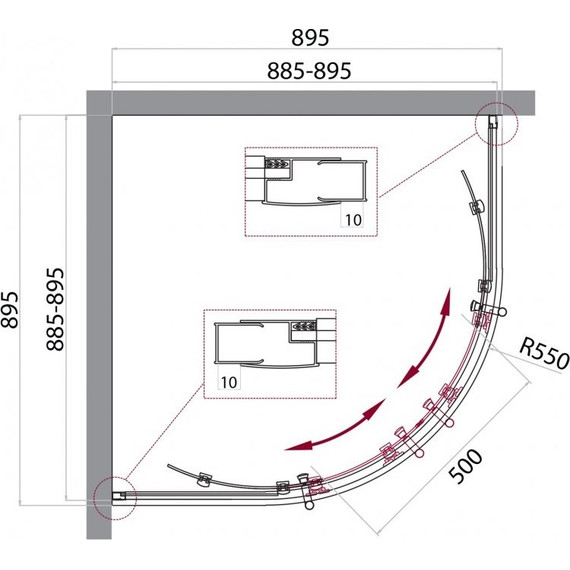 Душевое ограждение BelBagno 90х90 см UNO-195-R-2-90-C-Cr, хром/прозрачное фото 2