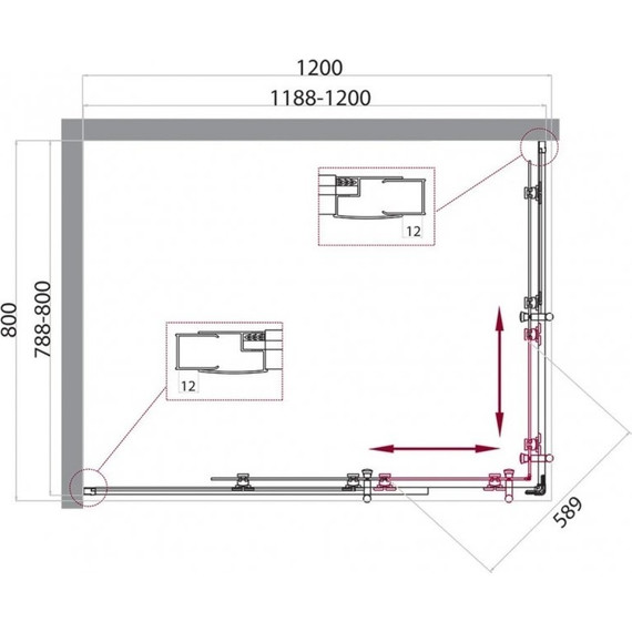 Душевое ограждение BelBagno 120х80 см UNO-195-AH-2-120/80-C-Cr, хром/прозрачное - 5 Душевое ограждение BelBagno 120х80 см UNO-195-AH-2-120/80-C-Cr, хром/прозрачное фото 5