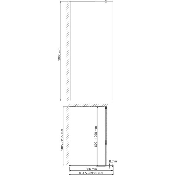 Душевая перегородка WasserKraft Abens 90 см 20W39 (стекло 8 мм), черный/прозрачное фото 4