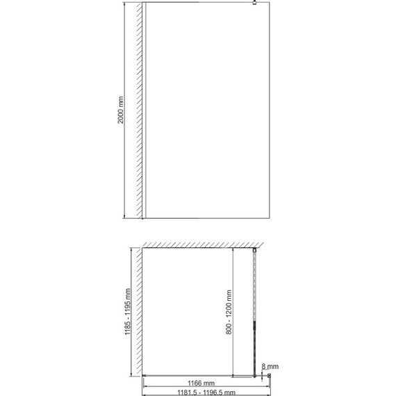 Душевая перегородка WasserKraft Abens 120 см 20W40 (стекло 8 мм), черный/прозрачное фото 4