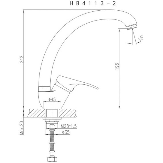 Смеситель для кухни Haiba HB4113-2 фото 2