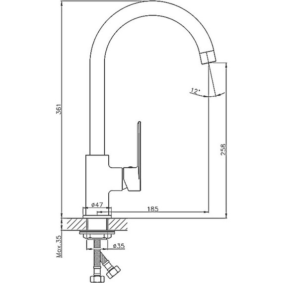Смеситель для кухни Haiba HB70590-7, чёрный матовый - 2 Смеситель для кухни Haiba HB70590-7, чёрный матовый фото 2