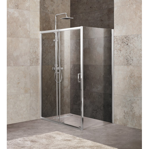 Душевое ограждение BelBagno 100-115х90 см UNIQUE-AH-1-100/115-90-C-Cr, хром/прозрачное, Цвет стекла: прозрачное, Размер - мм: 1000х900 фото 
