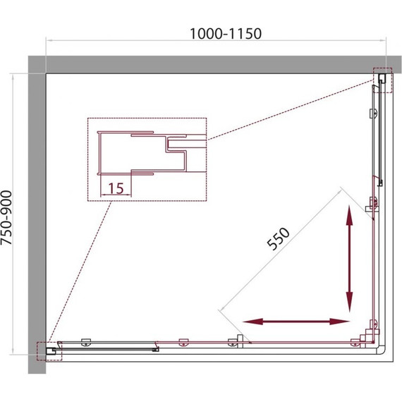 Душевое ограждение BelBagno 100-115х75-90 см UNIQUE-AH-2-100/115-75/90-C-Cr, хром/прозрачное, Цвет стекла: прозрачное, Размер - мм: 1100х800 - 7 Душевое ограждение BelBagno 100-115х75-90 см UNIQUE-AH-2-100/115-75/90-C-Cr, хром/прозрачное, Цвет стекла: прозрачное, Размер - мм: 1100х800 фото 7