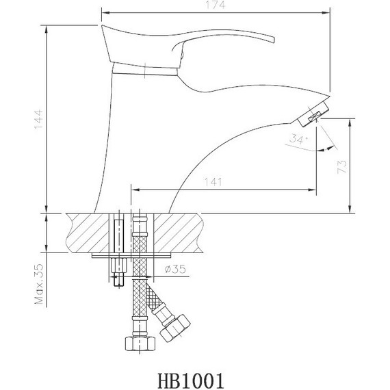 Смеситель для раковины Haiba HB1001 - 2 Смеситель для раковины Haiba HB1001 фото 2