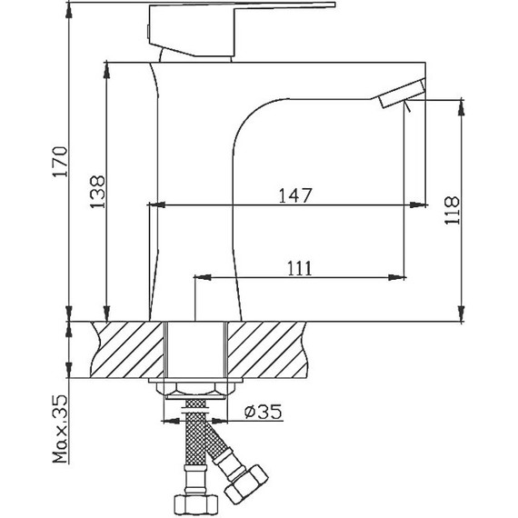 Смеситель для раковины Haiba HB10802, нержавеющая сталь - 2 Смеситель для раковины Haiba HB10802, нержавеющая сталь фото 2
