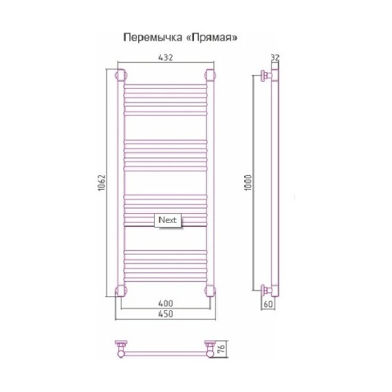 Полотенцесушитель водяной Сунержа Богема+ П16 1000x400 мм (прямая перемычка) 03-0220-1040, золото фото 6