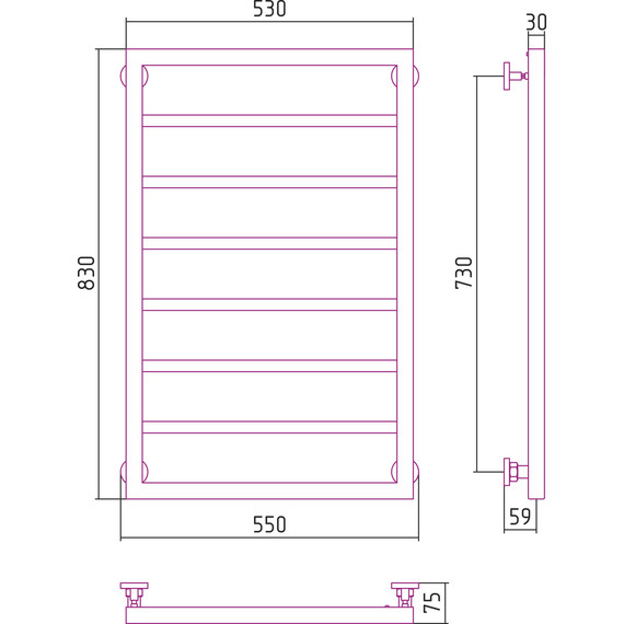 Полотенцесушитель водяной Сунержа Канцлер П6 800x500 мм 30-0254-8050, белый матовый фото 6