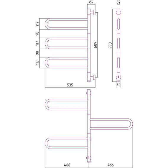 Полотенцесушитель электрический Сунержа Парео 4.0-3С П6 770х530 мм 31-0823-0773, чёрный матовый фото 4