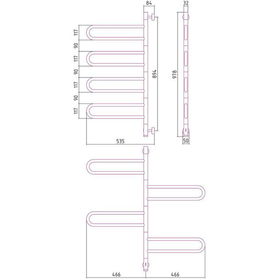 Полотенцесушитель электрический Сунержа Парео 4.0-4С П8 980х530 мм 03-0823-0978, золото фото 4