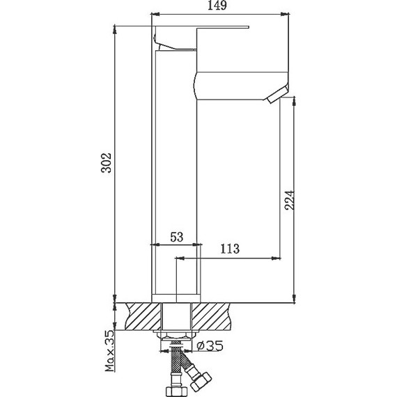 Смеситель для раковины высокий Haiba HB11801, нержавеющая сталь - 2 Смеситель для раковины высокий Haiba HB11801, нержавеющая сталь фото 2