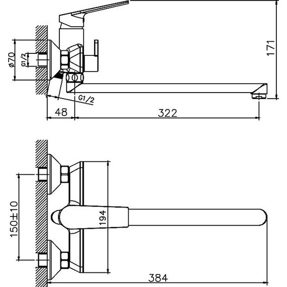 Смеситель для ванны Haiba HB22533-3, графит фото 2
