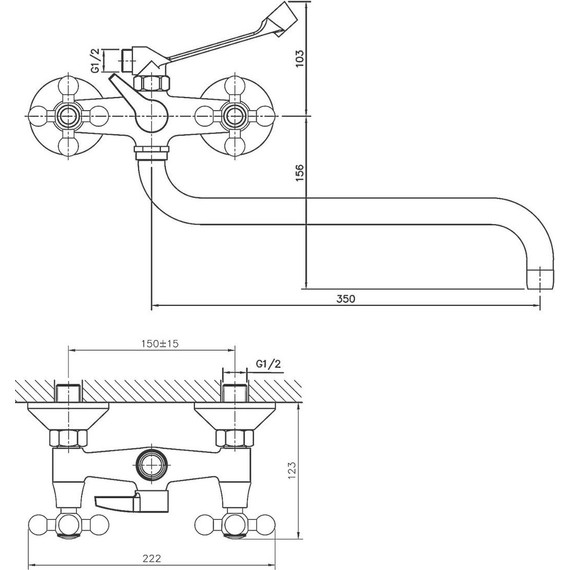Смеситель для ванны Haiba HB2619-4, бронза - 2 Смеситель для ванны Haiba HB2619-4, бронза фото 2