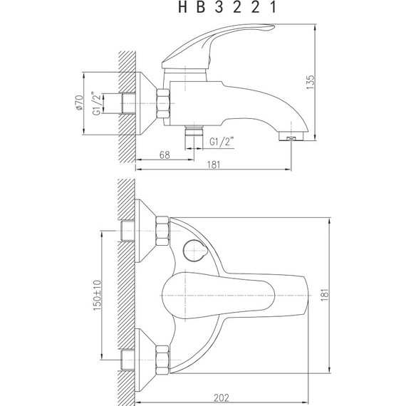 Смеситель для ванны Haiba HB3221 фото 2