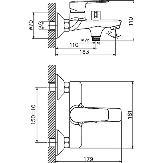 Смеситель для ванны Haiba HB60563 - 2 Смеситель для ванны Haiba HB60563 фото 2