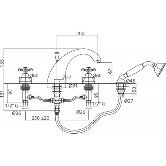 Смеситель для ванны Cezares ATLANTIS-NOSTALGIA-BVD-02, бронза, Цвет производителя: бронза - 2 Смеситель для ванны Cezares ATLANTIS-NOSTALGIA-BVD-02, бронза, Цвет производителя: бронза фото 2