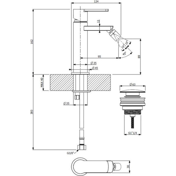 Смеситель для биде Cezares GLAM-BSM1-01-W0 фото 2