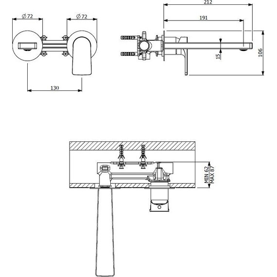 Смеситель для раковины настенный Cezares LAGOS-BLI2-01 фото 2