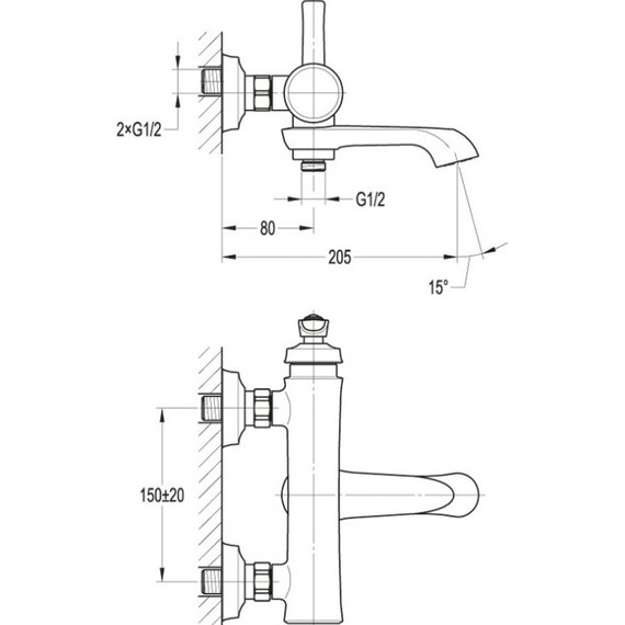 Смеситель для ванны Cezares LIBERTY-F-VD-01 фото 2