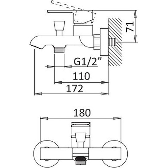 Смеситель для ванны Cezares NAUTIC-VM-NOP, черный, Цвет производителя: чёрный фото 2