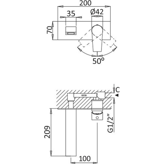 Смеситель для раковины настенный Cezares NAUTIC-BLI-01-W0, Цвет производителя: хром фото 2