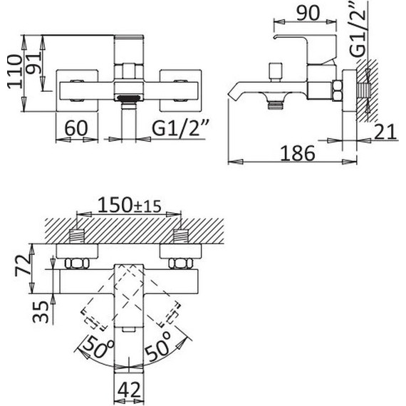 Смеситель для ванны Cezares PORTA-VM-BIO, белый, Цвет производителя: белый фото 2