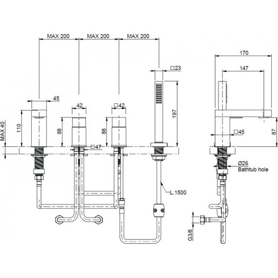 Смеситель для ванны Cezares UNIKA-BVD4-01, Цвет производителя: хром - 2 Смеситель для ванны Cezares UNIKA-BVD4-01, Цвет производителя: хром фото 2