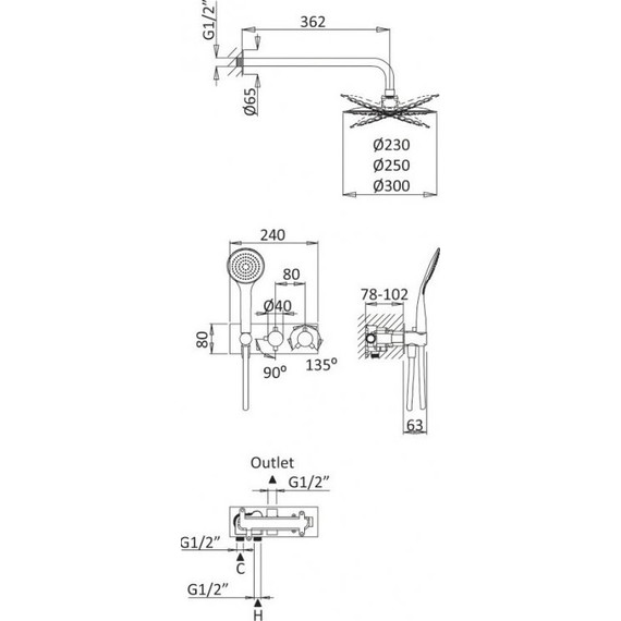Душевая система для душа Cezares Articoli Vari CZR-B-DSIP-01 - 2 Душевая система для душа Cezares Articoli Vari CZR-B-DSIP-01 фото 2