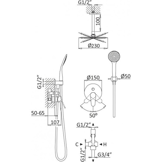 Душевая система для душа Cezares Articoli Vari CZR-B-DSIS-01 фото 2